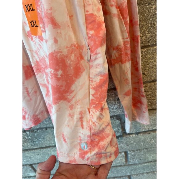 Hang Ten Womens Tie-Dye Long Sleeve Shirt XXL UV Protection UPF 50+ Peach & Whit - Picture 3 of 7